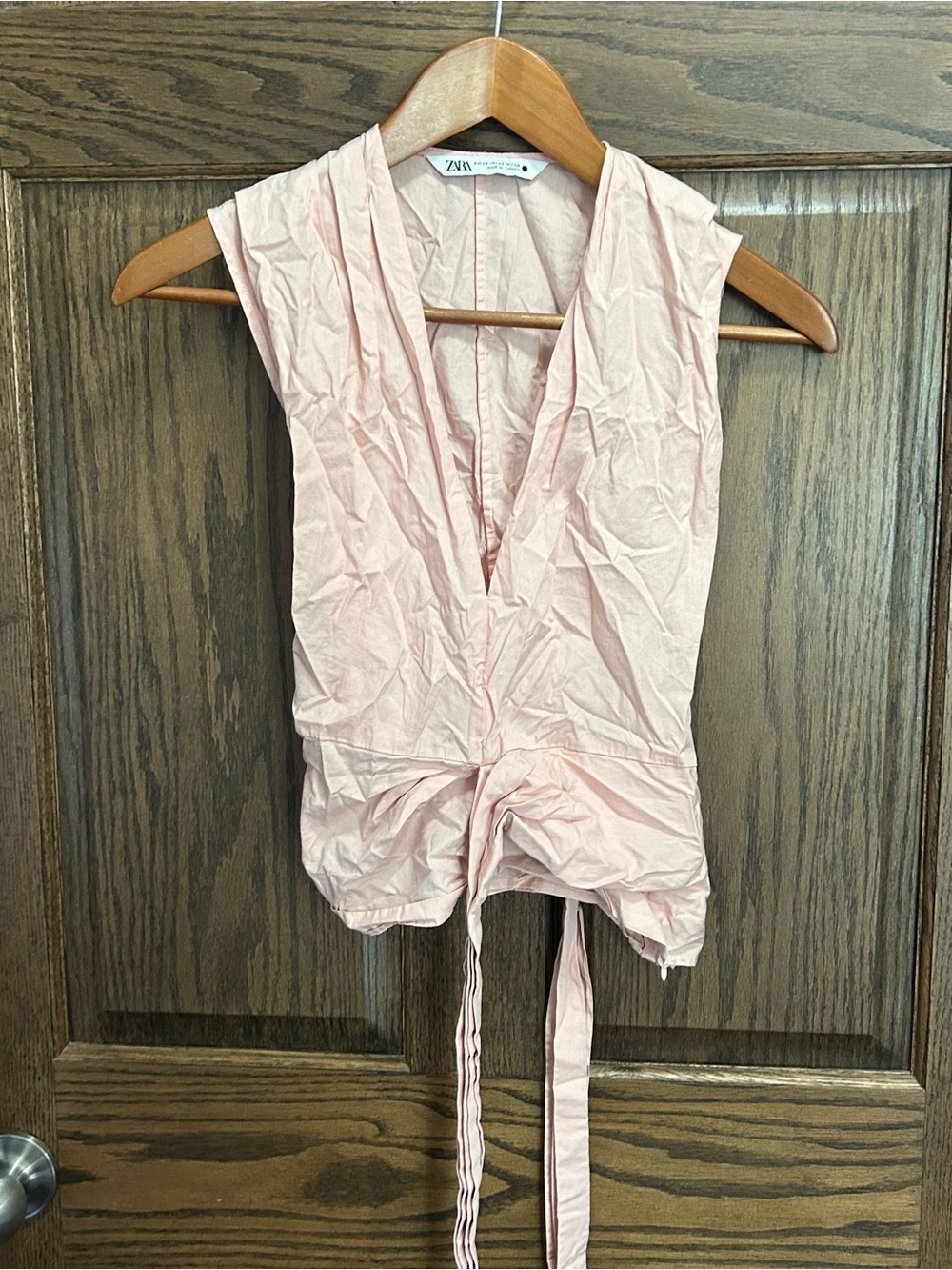 Zara Light Pink Tie-Front V-Neck Camisole